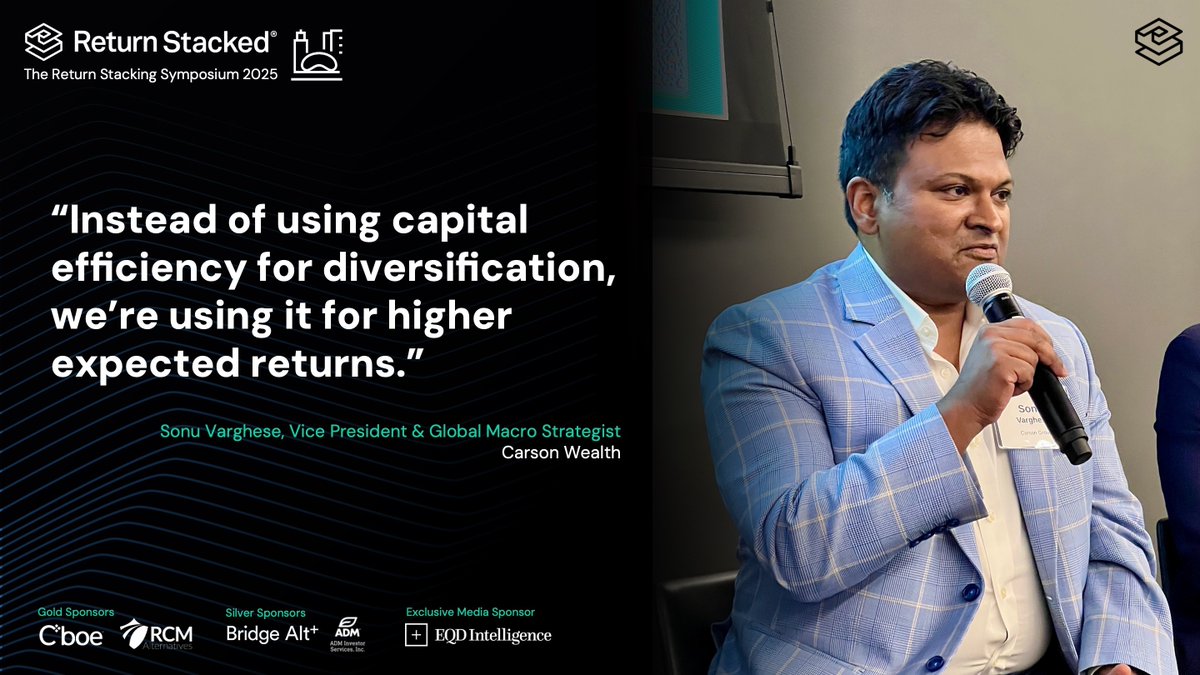 Sonu Varghese, VP &amp; Global Macro Strategist at <a href="/CarsonWealth/">Carson Wealth</a>, shared how return stacking can help advisors differentiate with HNW prospects, while balancing efficiency with tax considerations. #GetStacked2025
