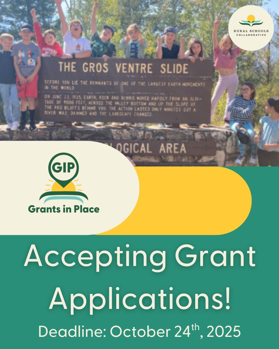 The clock is ticking! ⏰ Two weeks (and 2 days 😉) before the Grants in Place application closes. 

Learn more about past projects here, ruralschoolscollaborative.org/pro.../grants-…

𝗔𝗽𝗽𝗹𝘆 𝗯𝘆 𝗙𝗿𝗶𝗱𝗮𝘆, 𝗢𝗰𝘁𝗼𝗯𝗲𝗿 𝟮𝟰𝘁𝗵, 𝟮𝟬𝟮𝟱