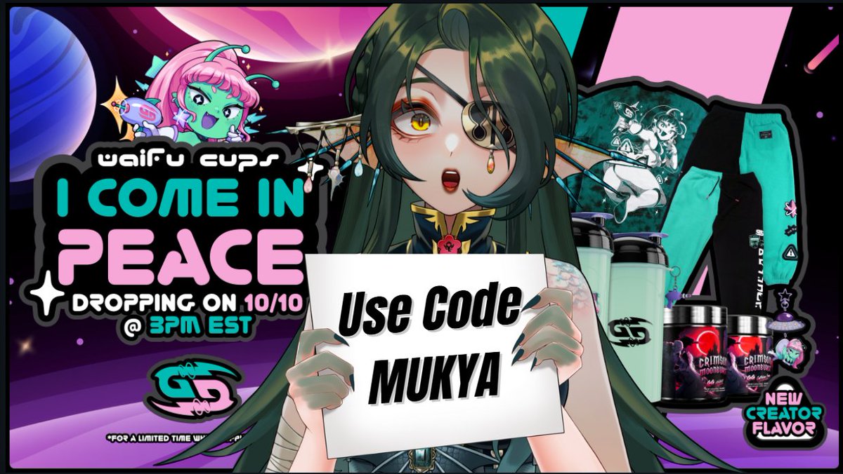 GREEEEEEENN!!!

We love our fellow green babes~
You can pick up super GREEN and cute new waifu gear or a new tasty flavor on 10/10!!

Make sure to use  code ✨MUKYA✨ at check out, or i'll eat your fingers....