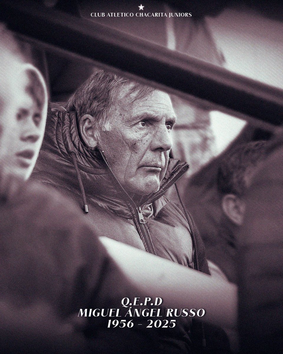 El Club Atlético Chacarita Juniors lamenta profundamente el fallecimiento de Miguel Ángel Russo.
Acompañamos a su familia, amigos y seres queridos en este difícil momento, y enviamos nuestras más sinceras condolencias.

Que en paz descanses, Miguel 🖤