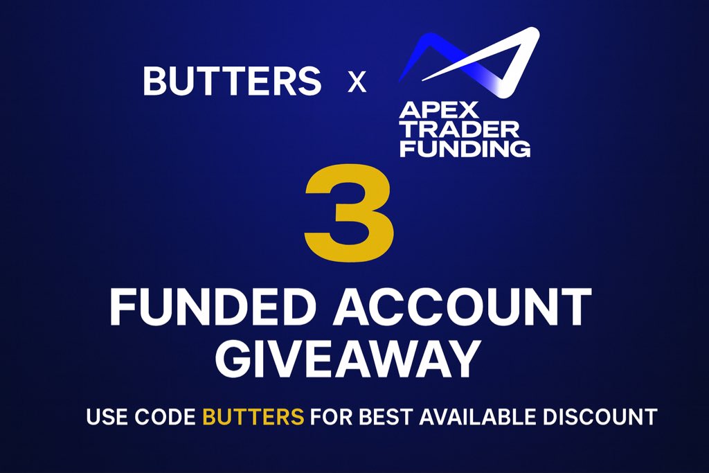 butters4k's tweet image. 🚨 APEX TRADER FUNDING GIVEAWAY 🚨

I’m giving away 3 APEX FUNDED ACCOUNTS

HOW TO ENTER:
✅ Sign up for APEX (link below)
✅ Like + Repost this tweet
✅ Follow me @butters4k
✅ Join the Discord (link below)

Good luck 🔥 Announcing Friday!