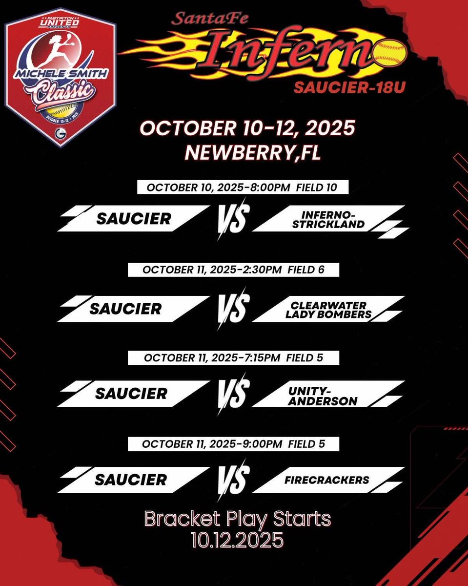 First tournament of the fall with <a href="/sfnfernosaucier/">Santa Fe Inferno Saucier</a> can’t wait to hit the turf with the ladies!🔥 If your in there area come check us out. <a href="/coachrwalker11/">Rick Walker</a> <a href="/CoachSWebster/">Savanah Webster</a> <a href="/cfpatssb/">CF Softball</a> <a href="/joe_pound/">Joe Pound</a> <a href="/jpryorKeiserSB/">John  Pryor</a> <a href="/LottJaneisa/">jj</a> <a href="/AllyneClark/">Coach Al</a> <a href="/Abbie_Millete/">Abbie Millete</a>