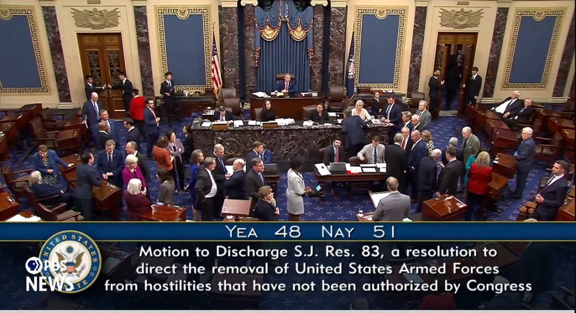 🇺🇸🇻🇪 | ÚLTIMA HORA: Fracasó el intento demócrata en el Senado de EE.UU. para bloquear la operación militar contra carteles narcoterroristas en el Caribe.

Con 51 votos en contra y 48 a favor, el Senado de Estados Unidos rechazó este miércoles la resolución presentada por un grupo