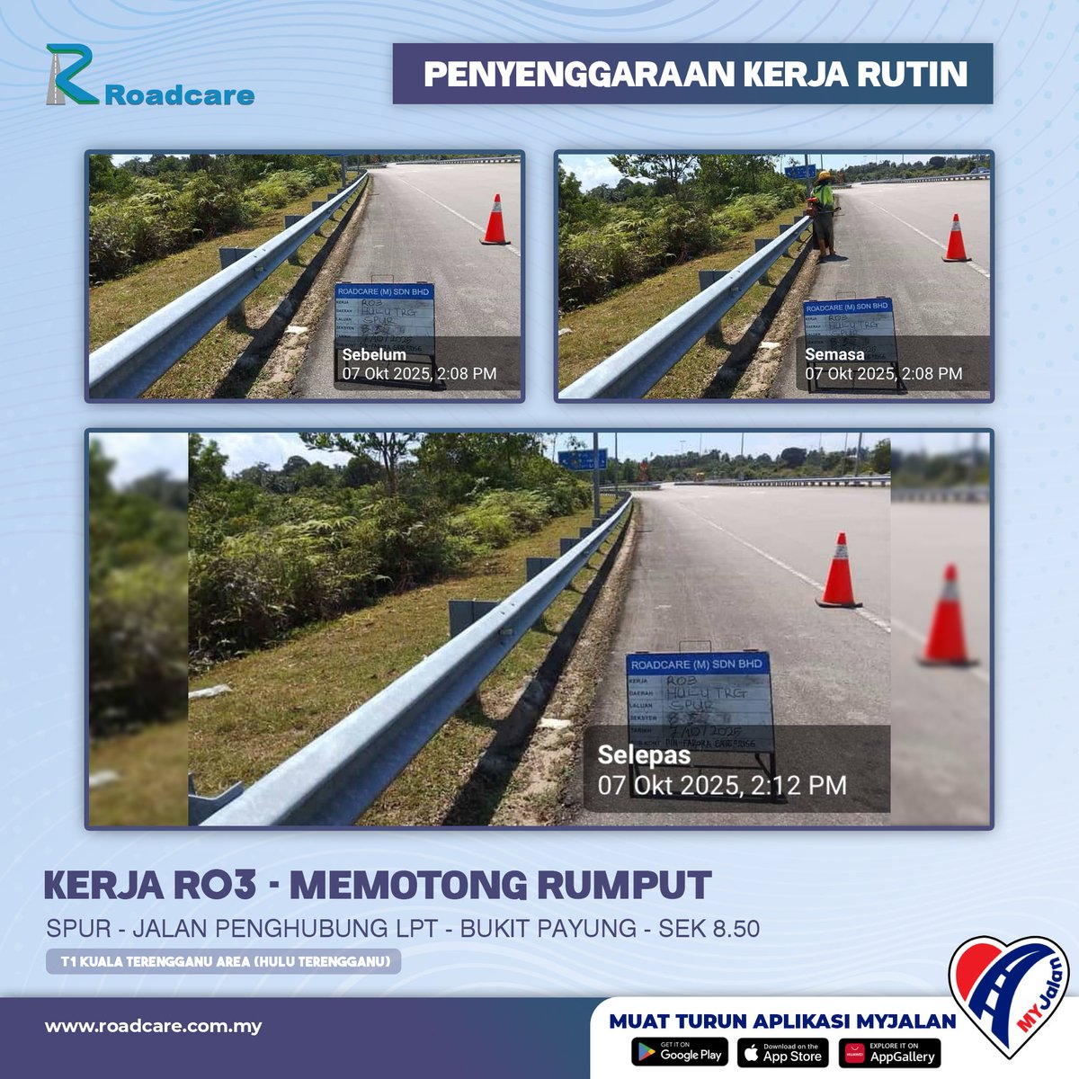 🚧 Kerja Penyenggaraan Rutin R03 - Memotong Rumput

7 Okt | Kerja R03 di SPUR Sek. 8.50 di daerah #HuluTerengganu disenggarakan oleh #teamroadcare bagi keselamatan pengguna Jalan Persekutuan

#InfoJKR #InfoKKR

<a href="/moworksmy/">Kementerian Kerja Raya Malaysia</a> <a href="/CSFJ_JKR/">Cawangan Senggara Fasiliti Jalan (CSFJ)</a> <a href="/JKRHuluTrg/">JKR Hulu Terengganu</a> <a href="/Roadcare_HQ/">ROADCARE (M) SDN BHD</a> 

📸;