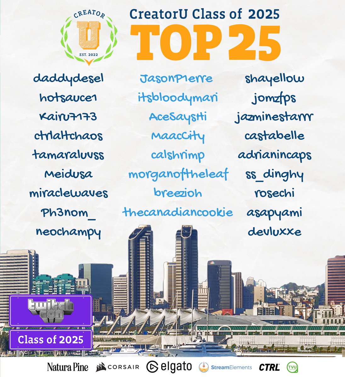 Creatorugg's tweet image. Congrats to the Top 25 of #creatoru2025! Tomorrow we announce finalists! 

Finalists below 👇