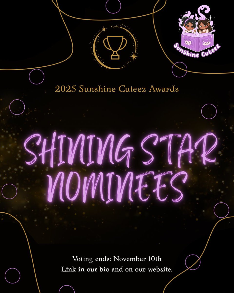 SunshineCuteez's tweet photo. Join us for the 2025 Sunshine Cuteez Awards! The first ever Kpop Florida community award show!

These are the nominees for the Florida Shining Star category! 

Voting ends November 10th. Link in bio.

GOOD LUCK, SUNSHINES! 💜

#SunshineCuteezAwards2025
#FloridaKpopAwards https://t.co/egmo0DbbHi