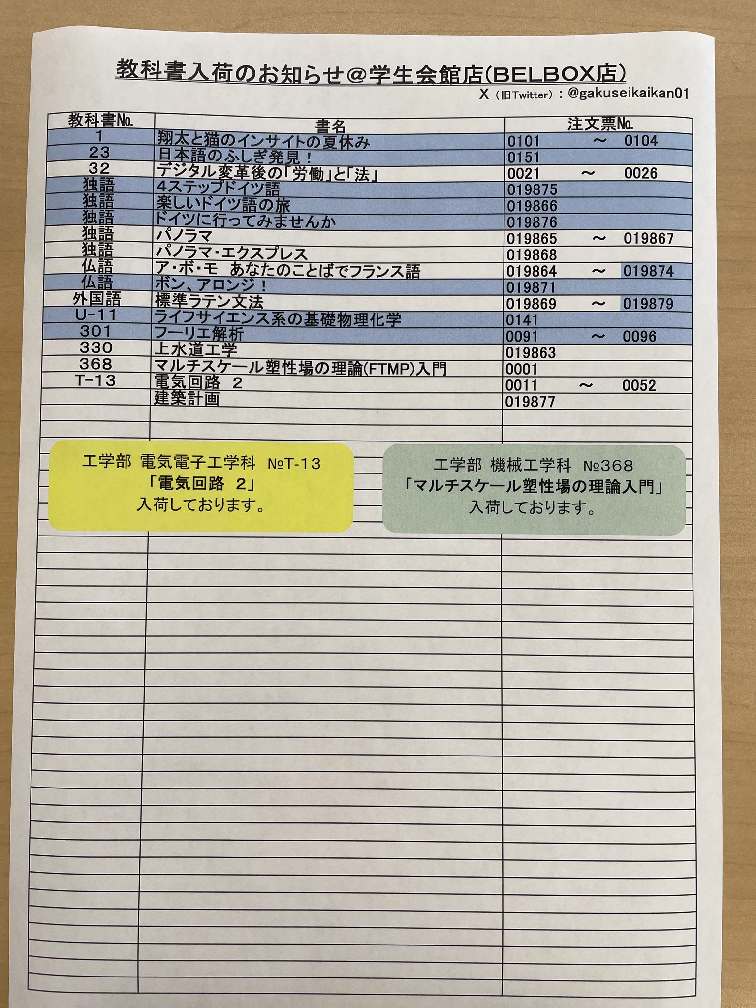 神戸大学生協 学生会館店(教科書販売) on X: 