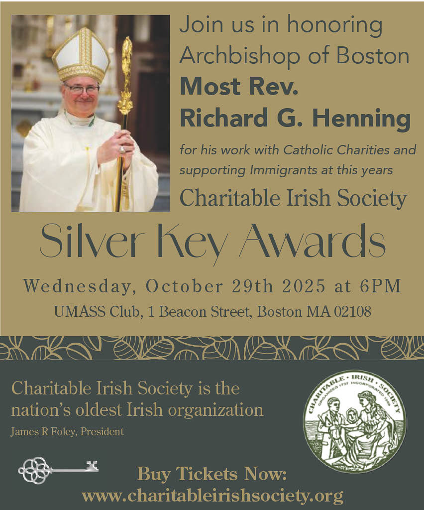 Silver Key Reception on Wednesday October 29th.

charitableirishsociety.org/event-6302019