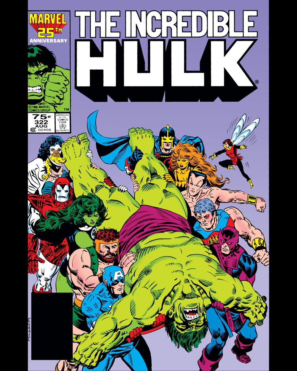 Incredible Hulk #322 cover dated August 1986.

Two is better than one! Bruce Banner must merge back with the Hulk to save his life!