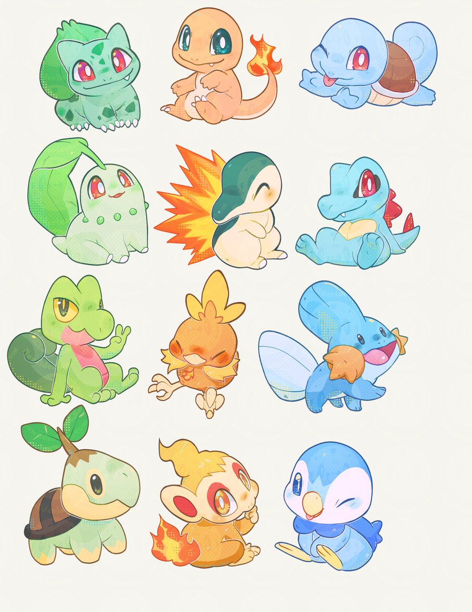Bewilderium's tweet image. First page of starter pokemon keychains done!