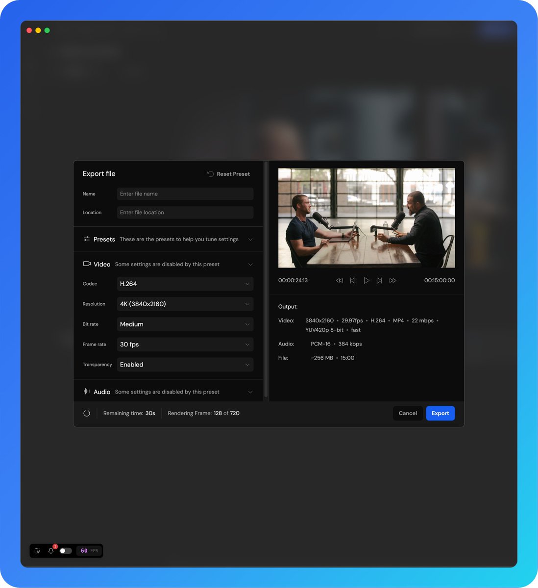 [Kellio Editor] Day 14
Finished working on the UI for video export... tomorrow I plan to work on a few functionality tasks