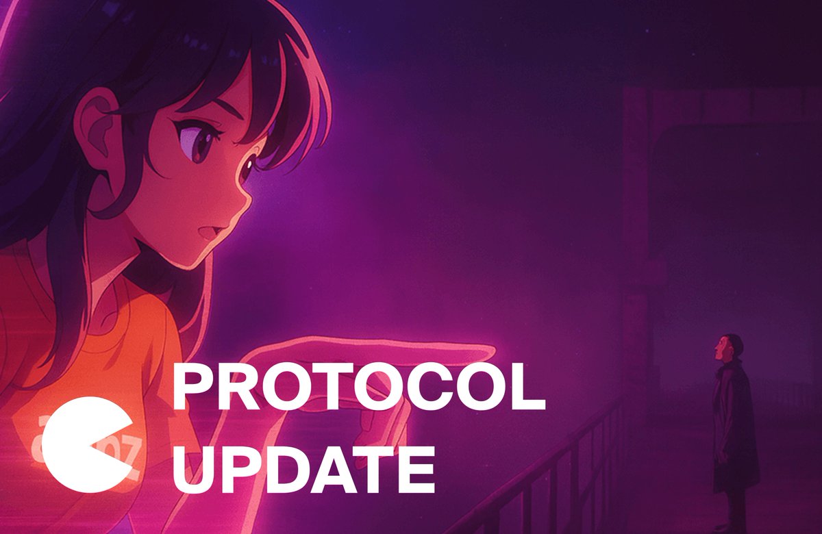 DAOs.fun Protocol Update Banner featuring anime-style artwork with 'PROTOCOL UPDATE' text