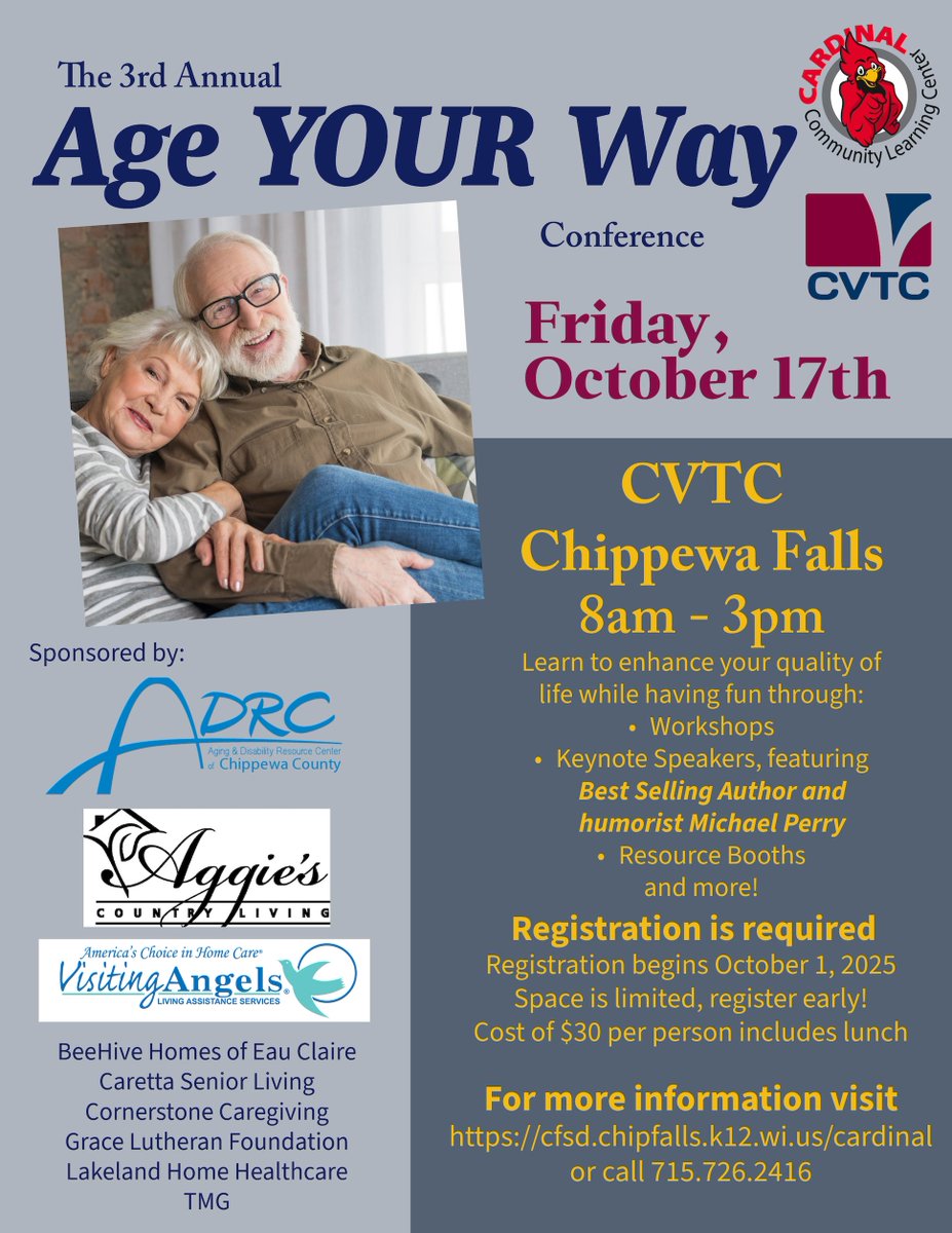 Michael Perry Returns to the Age YOUR Way Conference in Chippewa Falls 10.17.25 - mailchi.mp/3d311ce9e4fe/m…
