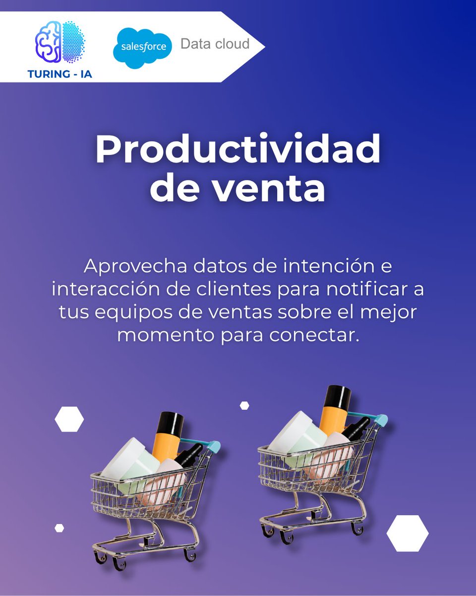 IaTuring's tweet image. 📊💼 Impulsa la productividad de tus ventas con Salesforce Data Cloud.
🚀 Datos inteligentes. Ventas más productivas.
#DataCloud #Salesforce #ProductividadComercial #TransformaciónDigital #TuringIA #DataDriven #SalesEnablement #Customer360