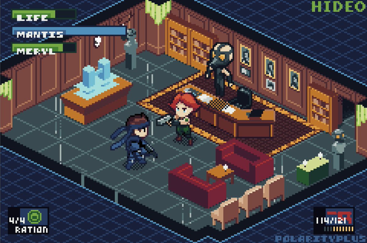 More pixels. MGS on GBA. trying an isometric background #pixelart #MetalGearSolid  #メタルギアソリッド #MGS
