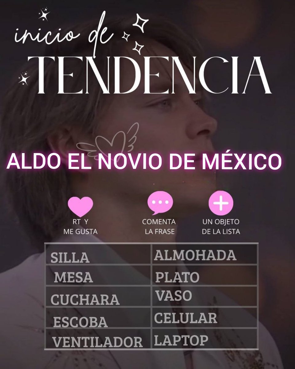 aldita6662421's tweet photo. Comenzamos Tendencia 

Frase:

ALDO EL NOVIO DE MÉXICO https://t.co/3vmOIXQpCw