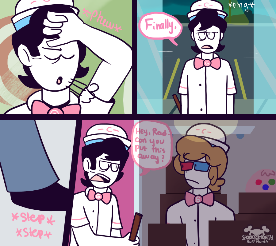 RuffMonth's tweet photo. Pages 56-59
(FINALLY. I HAVE RETURNED, tho I did start uni so the progress may be slower than usual)

#spookymonth #spookymonthau #crossoverau #ruffmonth #spookymonthpump #spookymonthsusie #spookymonthkevin #spookymonthradford https://t.co/NX28V5PXjF