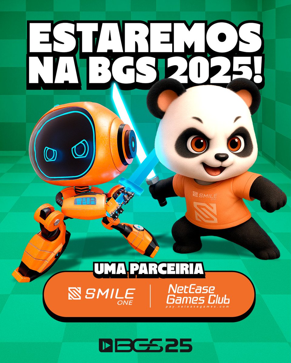 smileonebrasil's tweet photo. NOS VEMOS na BGS 2025! 🔥🐼
Este ano, traremos um estande em parceria com a NetEase Games Club, onde você poderá testar games EXCLUSIVOS antes do lançamento oficial, além de ganhar brindes especiais!

#BrasilGameShow #SmileOne #NetEase https://t.co/0pkO2YKfbm