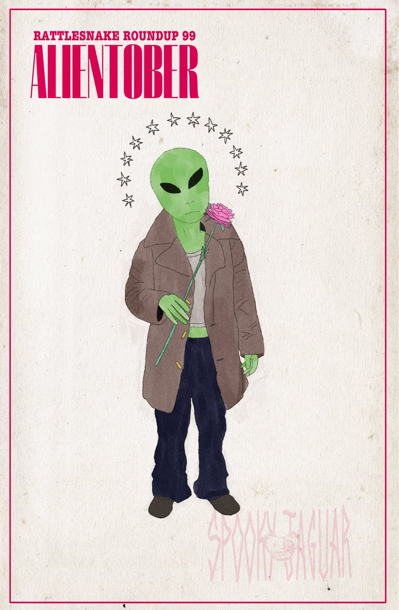 spooky_rusty's tweet image. Day 8 #Alientober: Working on my list of questions to ask an alien. Rattlesnake Roundup 99—a new #LiminalHorror TTRPG adventure out soon. #Inktober