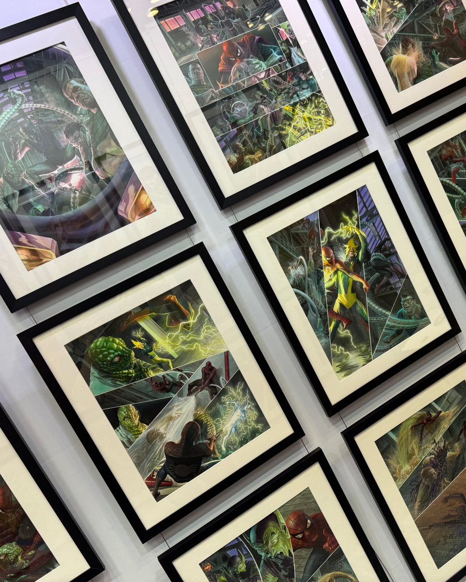 Original art from Spider-Man vs. The Sinister Six, an original story by @thealexrossart for MARVELOCITY 

On display at @NY_Comic_Con Booth #3225 as part of the MARVELOCITY Museum Exhibition. For inquiries please contact @SalAbbinanti 

#nycc #comiccon #nycc2025 #comicart 