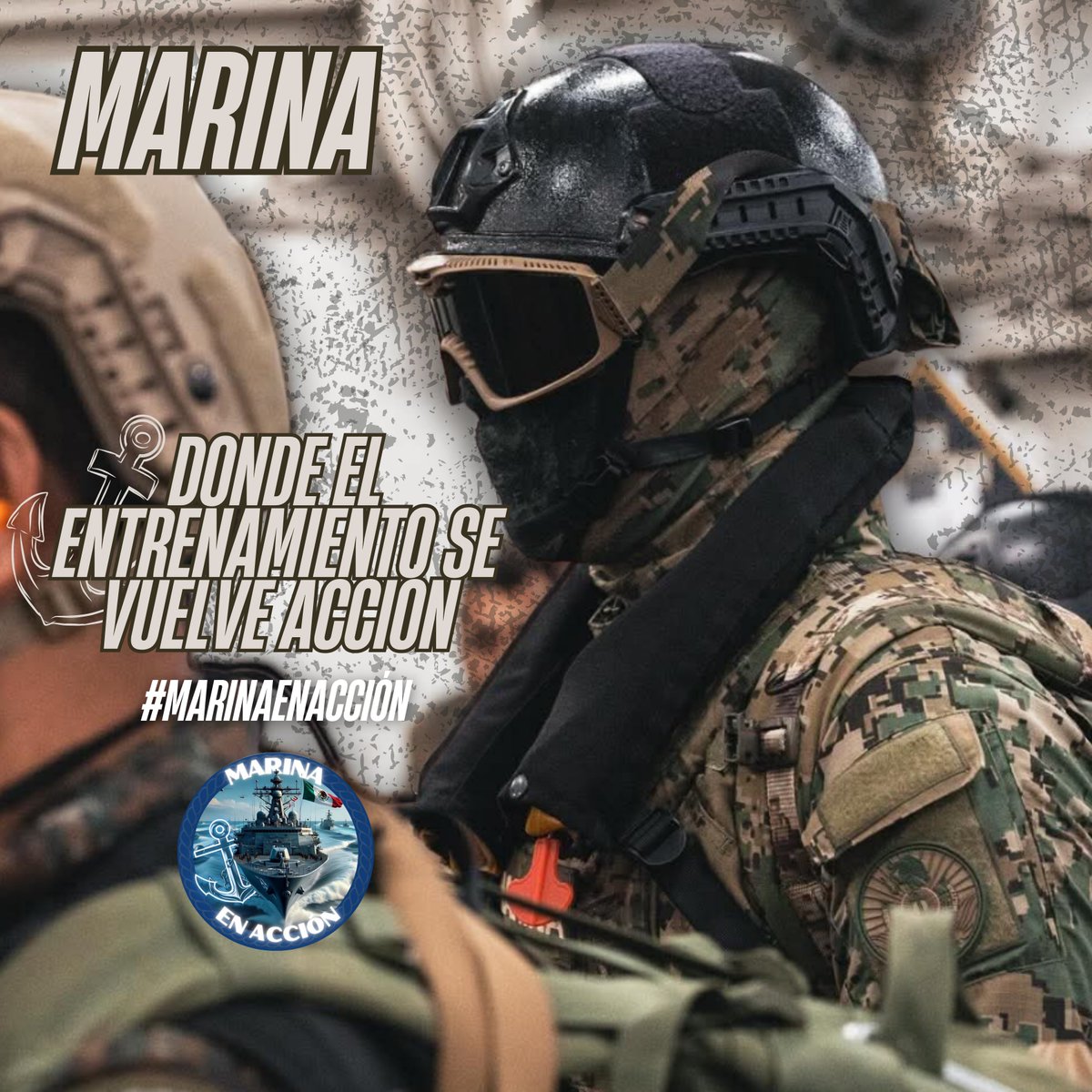 MarinaEnAccion's tweet image. MARINA: DISCIPLINA Y PODER EN ACCIÓN ⚓💪
Preparados, enfocados y listos para cumplir la misión.
Así opera el personal táctico de la #MarinaArmadaDeMéxico en defensa del país. 🇲🇽
#PoderNaval #HonorYDeber