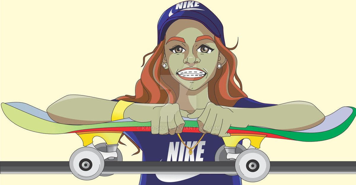 TiagoFe44547023's tweet photo. #skate #skatenosportv #skatebord #rayssaleal #sports  #digitalart #olimpics is a Brazilian professional skaterboard, At 13 years and, she was the youngest Olympic medalist in 85 years. "The Little Fairy of Skateboarding"This picture is handmade and colored in Coreldraw https://t.co/JMliEjrMkt