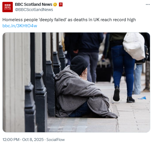 More propaganda by a station notorious for it. Deaths in Scotland fell by 18%.