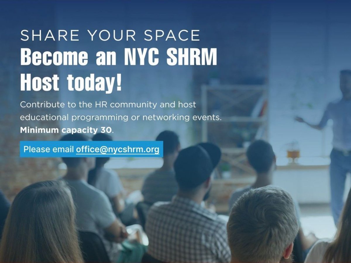 NYCSHRM's tweet image. Share your space and host an NYC SHRM event! #TeamHR #NYCSHRM