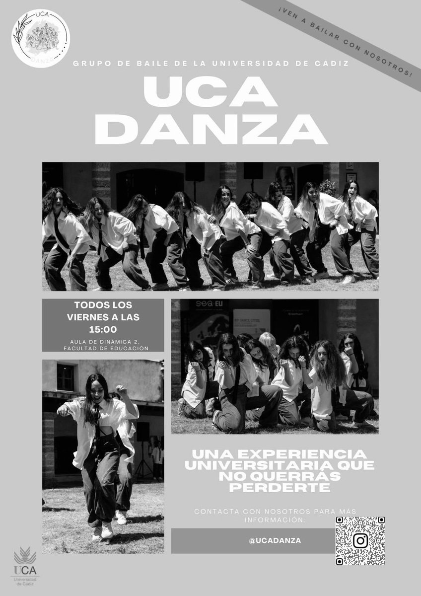 Quieres hacer ejercicio de forma divertida?…….. entonces BAILA!!! Únete al grupo de #danza de la 
<a href="/univcadiz/">Universidad de Cádiz</a> Síguenos en Instagram instagram.com/ucadanza?igsh=…
<a href="/ExpresivaAfyec/">AFYEC</a> 
<a href="/FacultadCCE/">Facultad de CCE</a> 
<a href="/uca_intern/">UCA Internacional</a>
@seaeu_uca