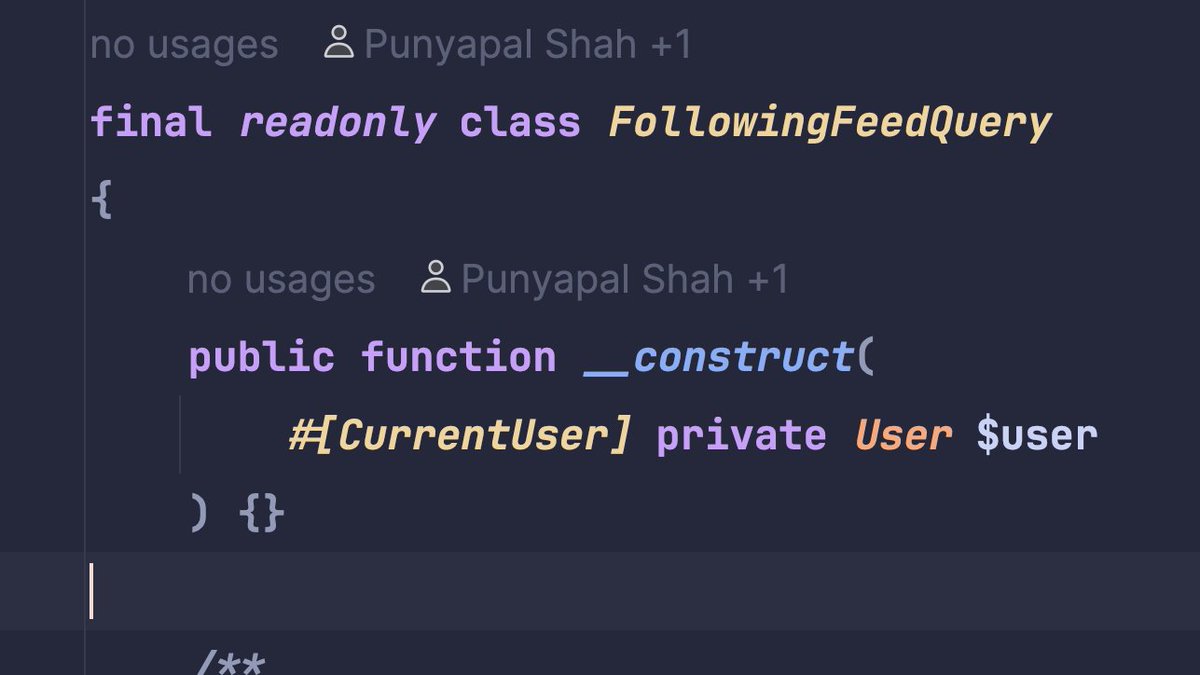 enunomaduro's tweet image. mega @laravelphp tip: if you have a class that gets resolved out of the ioc container, but you need the current authenticated user injected via constructor, just add this beautiful #[CurrentUser] attribute..