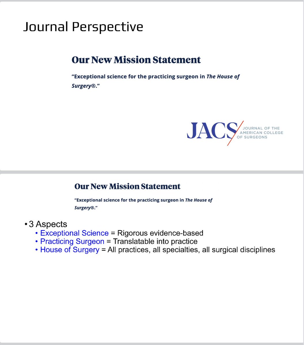 TomVargheseJr's tweet photo. Hi Everyone. A message from an Editor-in-Chief. 

The mission @acsJACS is “Exceptional Science for the practicing surgeon in the House of Surgery”.

For those submitting articles to JACS, we’ve now put in place a structured format for those articles that are rejected. 

Headings after the rejection notice include:
▪️JACS Editorial Review
▫️Summary Guidance for Authors
▪️Alternative Options - journals that may be a better fit for the submission

Please remember: The most common reason for rejection is non-alignment with the journal mission. There are a lot of great medical/surgical journals in the marketplace. 

Presubmission inquiries can be sent via email:
JACSedit@facs.org

A few slides from our @RASACS talk during #ACSCC25 @AmCollSurgeons below. 

Thanks! 🙏🏾