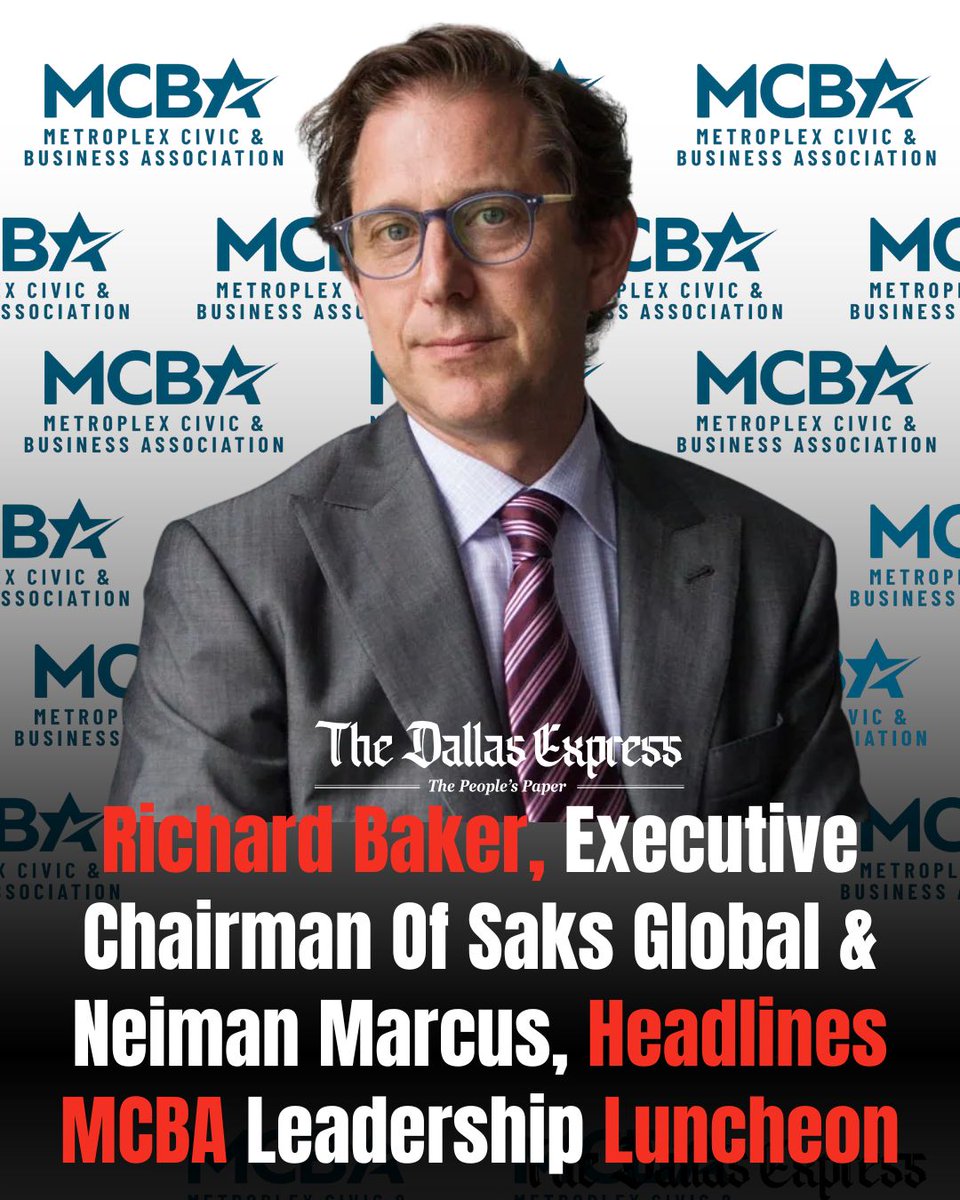 DallasExpress's tweet photo. 🎤 MCBA’s Leadership Luncheon at Perry’s Steakhouse showcased Saks Global’s Richard Baker on Neiman Marcus’ future &amp; Dallas’ revival. “Stanley Marcus wouldn’t close the downtown store,” Baker said, teasing major reinvestment. @mcbadfw 
https://t.co/kXvYgnp9B7 https://t.co/b7KGnktKS9