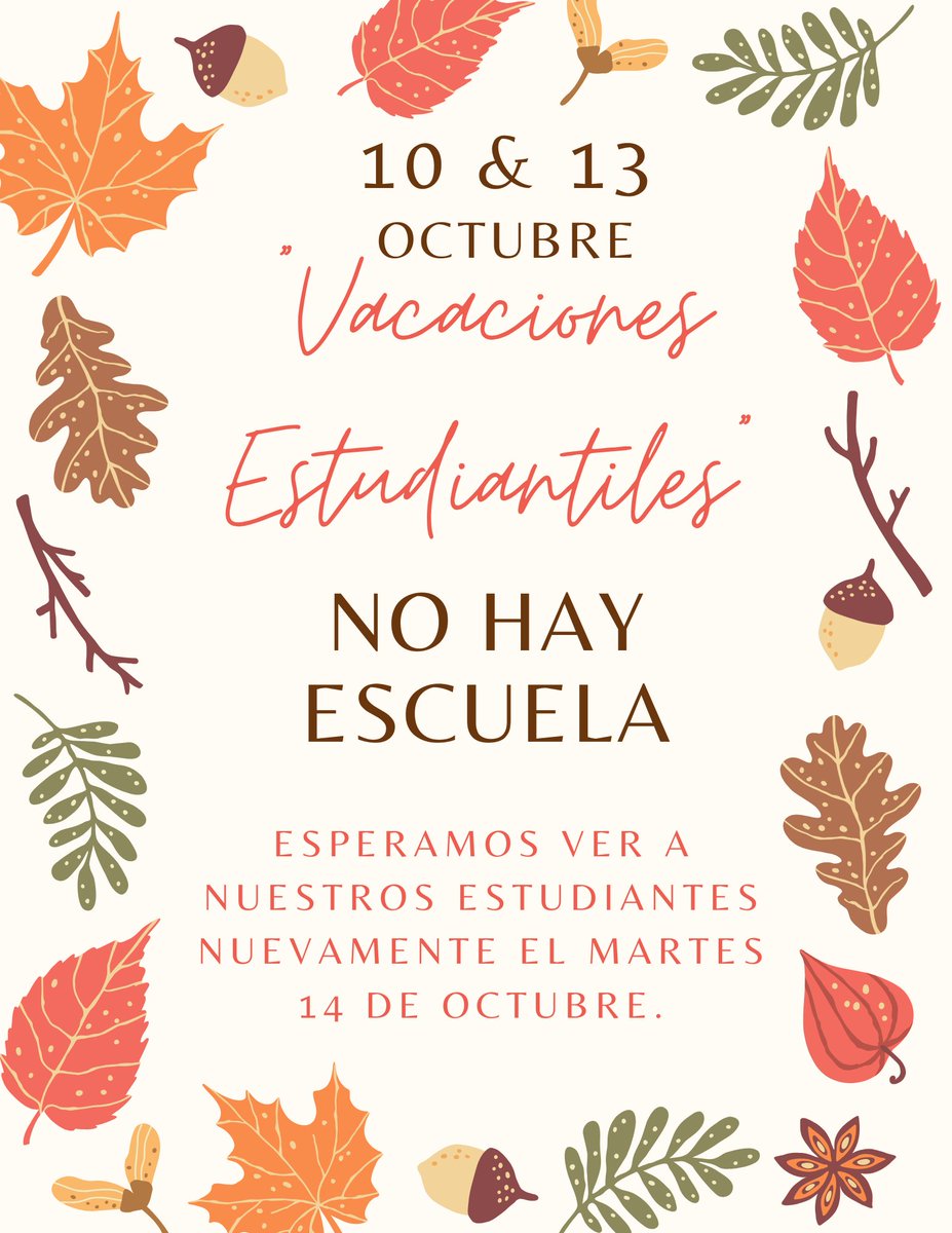 A reminder about some upcoming student holidays...thank you!