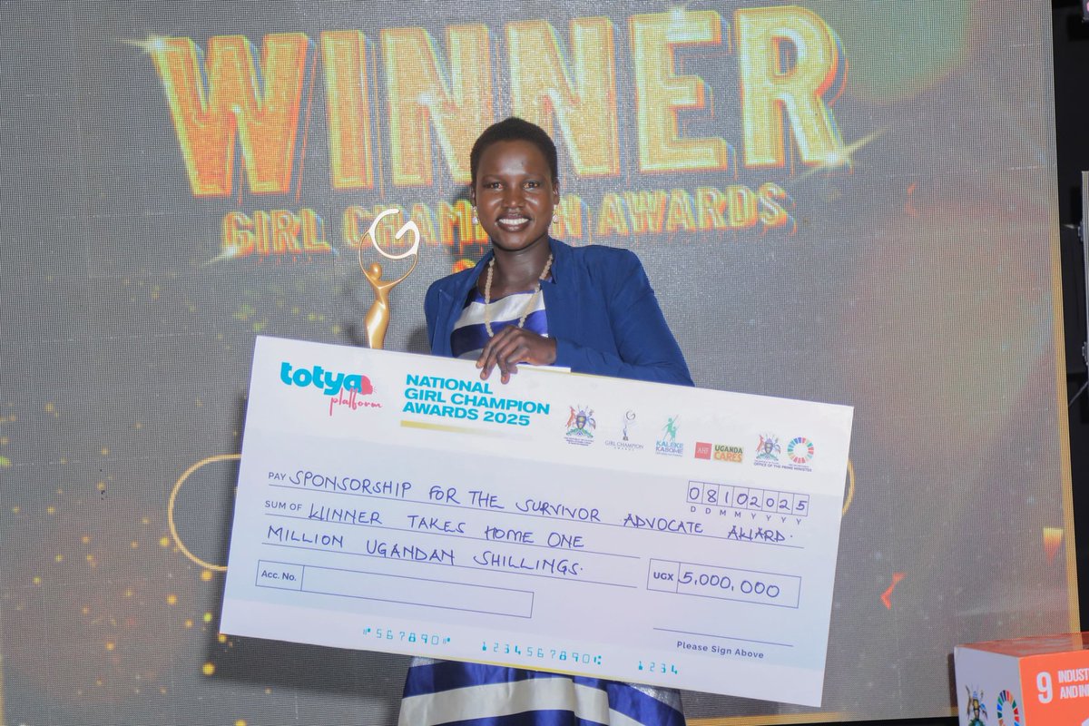 GirlChampAwards's tweet photo. Congratulations to Ms. Betty Ibiala Augusto, upon winning the Survivor Advocate Award. 

Presented by: Eric Mar from Totya Platform. 

#GCA2025 https://t.co/TueJhP2w3p