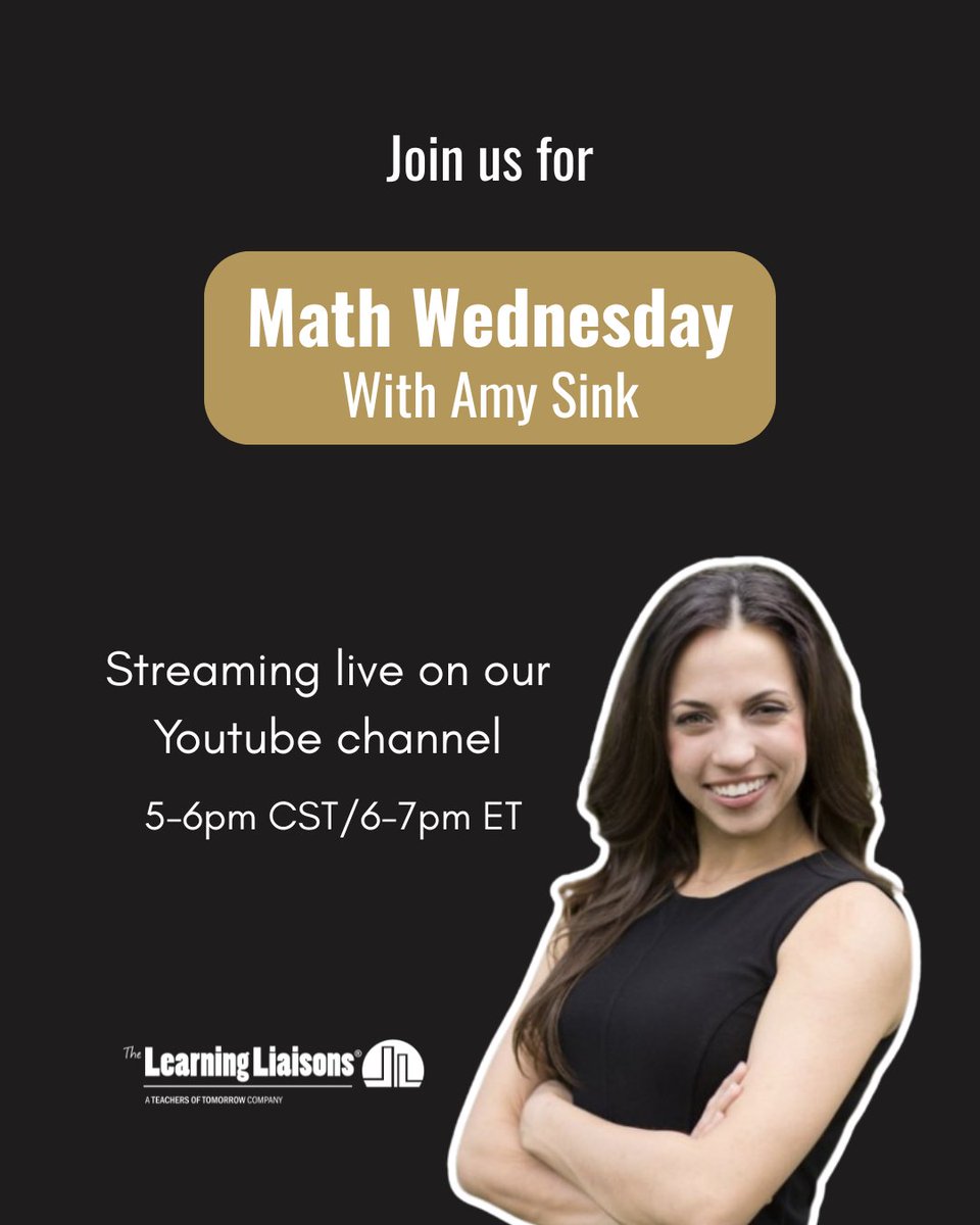 LearningLiaison's tweet image. It’s #MathWednesday! 
We’re diving into strategies that make math click for every learner, because math doesn’t have to be intimidating when you have the right tools.

✅ Join us live on our YouTube channel to level up your skills! thelearningliaisons.com/free-math-wedn…

#TheLearningLiaisons