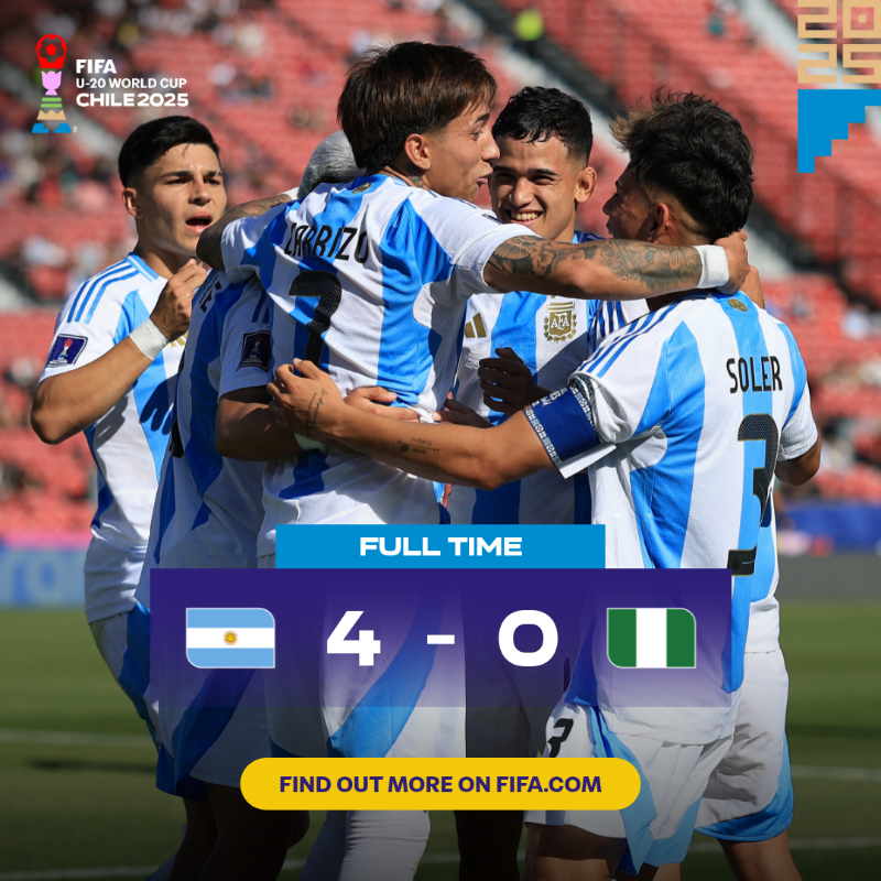 FIFAWorldCup's tweet photo. Argentina cruise into the final eight! ✈️🇦🇷

#U20WC | #LegendsInTheMaking
