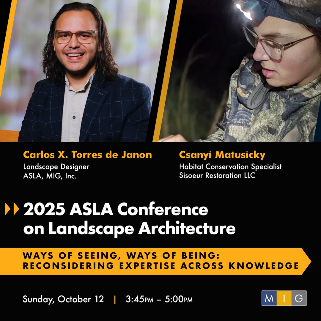 On Sunday, October 12, MIG's Carlos Torres de Janon will explore the limits of our tools and methods when engaging with Indigenous and local knowledge systems in their session "Ways of Seeing, Ways of Being: Reconsidering Expertise Across Knowledge Systems" at ASLA 2025.