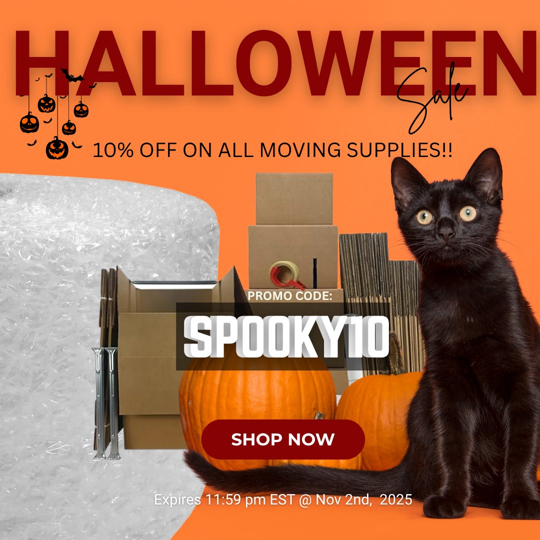 🎃 Spooktacular savings! Get 10% off all moving supplies at uBoxes with code SPOOKY10. Stock up before Halloween! 🕸️ #HalloweenDeals #MovingSupplies