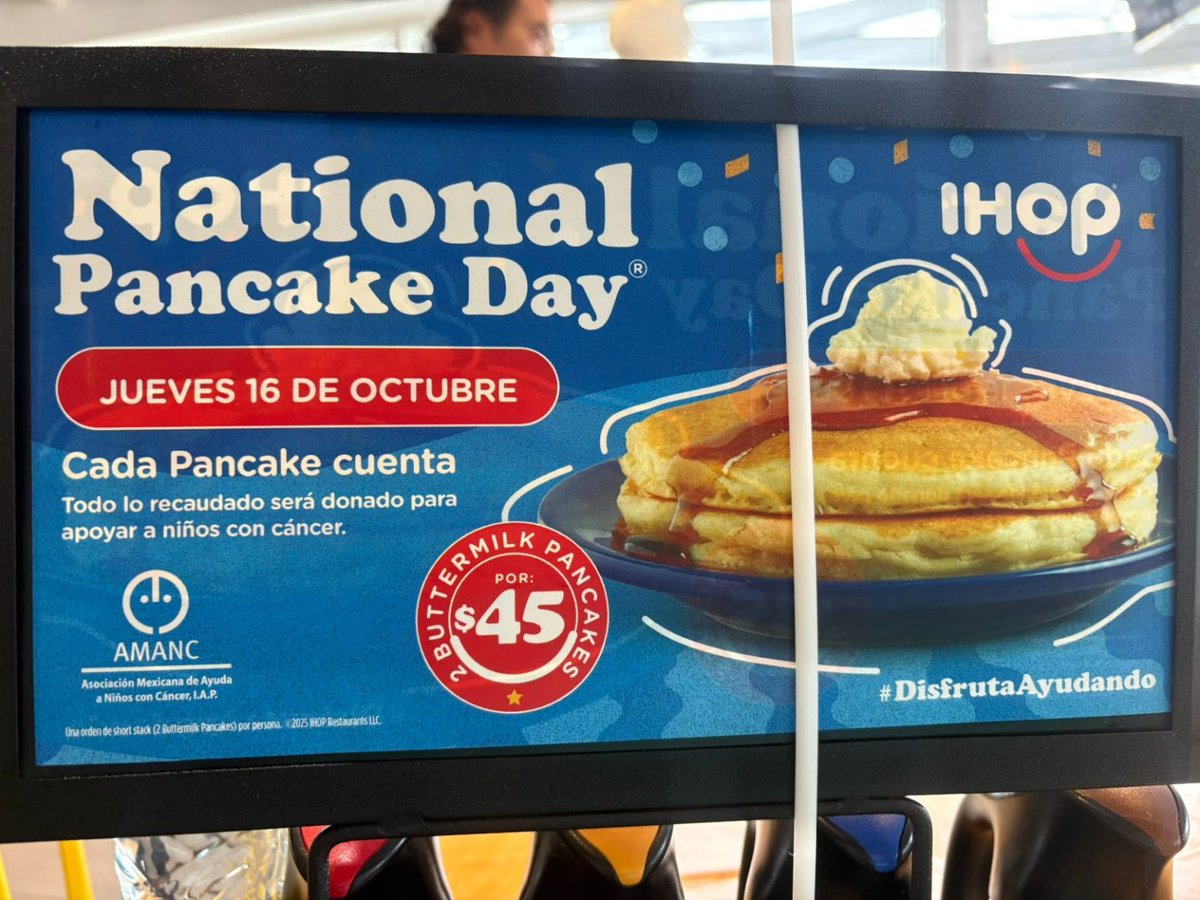 Quadratin_SLP's tweet image. 🥞 #SanLuisPotosí | ¡Este 16 de octubre tu desayuno puede cambiar vidas! 💕

Participa en el #NationalPancakeDay y apoya a niñas y niños con cáncer a través de #AMANC. 💛

sanluispotosi.quadratin.com.mx/san-luis-potos…

#IHOP #ConCausa #Esperanza