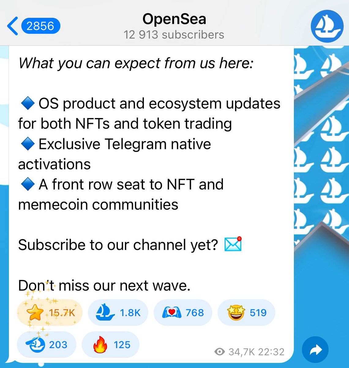 s0meone_u_know's tweet image. BREAKING: OpenSea in the official Telegram channel — you can expect from us here Exclusive Telegram native activations