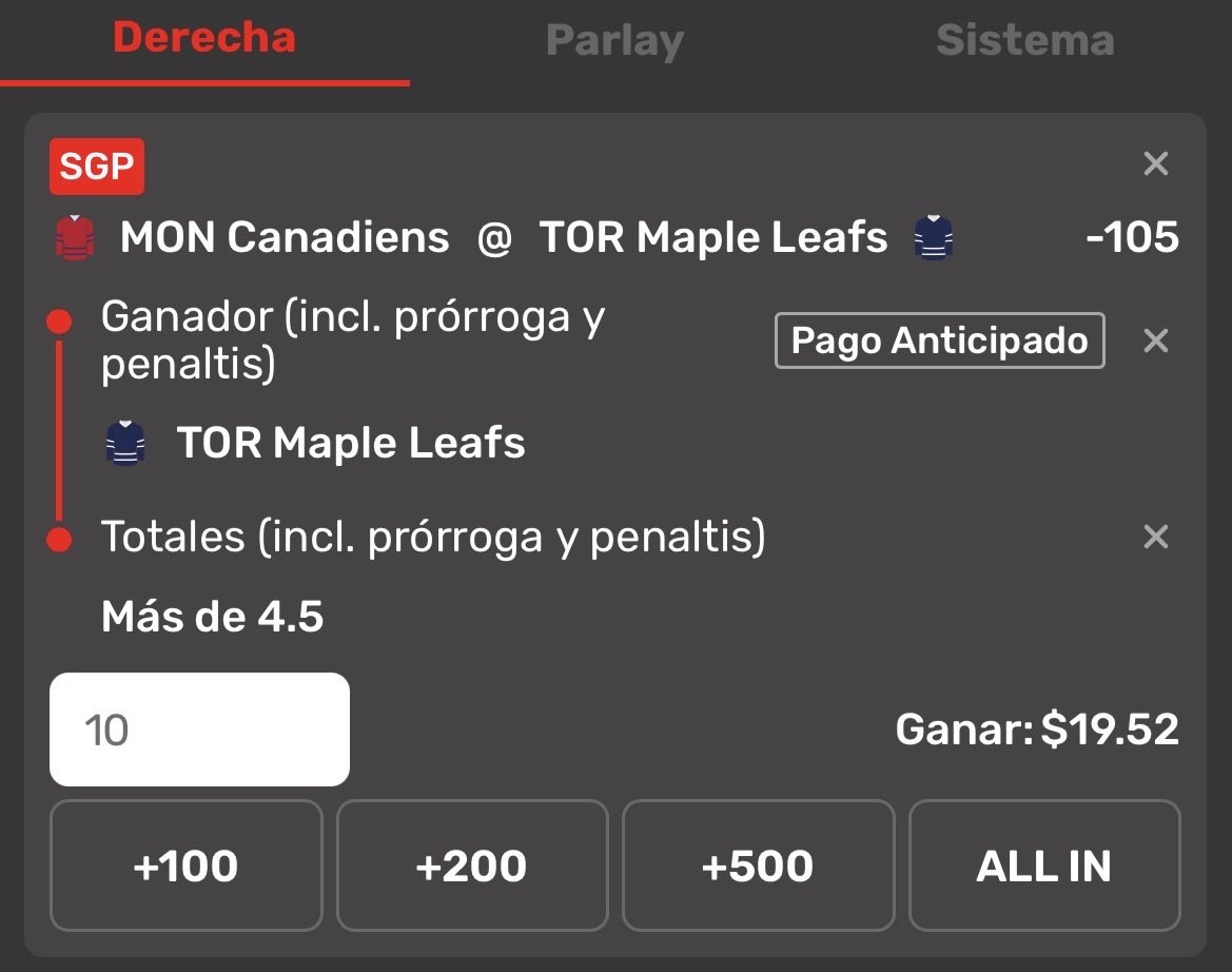 guSsynh's tweet image. Vamos con nuestro primer pick del día y el primero de NHL.

Leafs ML + O4.5 -105 (10%)
#LeafsForever