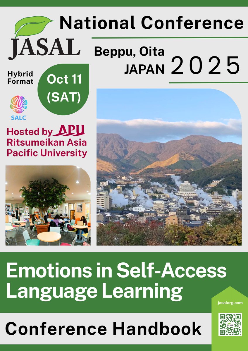 You can find the JASAL National Conference 2025 Handbook at jasalorg.com/2025/10/08/jas…  
There will be no paper copies available on-site, so please print your own if you would like one.