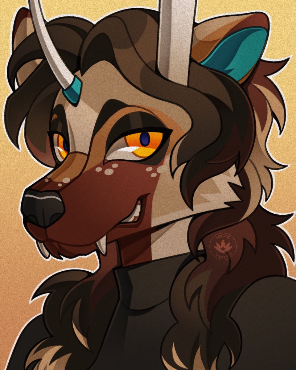 art trade with corvieus on tiktok! love this guy’s color palette with the teal accents 😈 #furryart