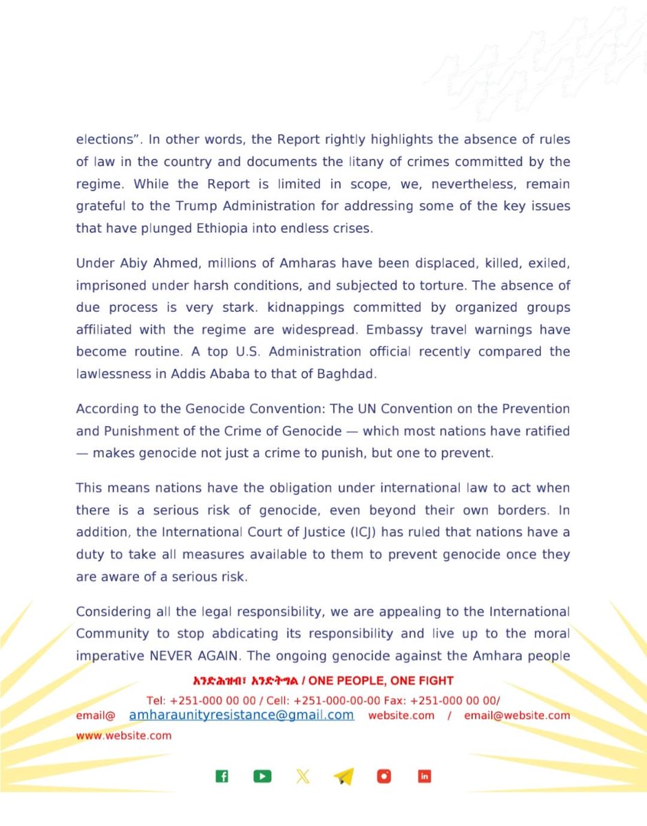 GetaElias's tweet photo. A Press Release From Amhara Unity for Resistance
October 8 /2025 https://t.co/sjGy3LplH7