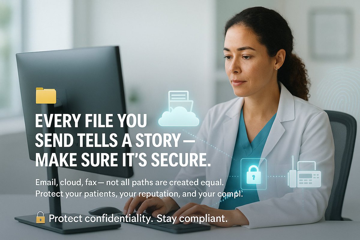 talk2cc's tweet image. 🔒 Every file you send tells a story—just make sure it’s secure.
Email, cloud, fax—what’s safest for patient data?
Here’s how to protect confidentiality and compliance.
➡️ Read more. &amp;gt; na2.hubs.ly/H01tH-L0
#ftcscamalert #completecontroller #healthcarepros
