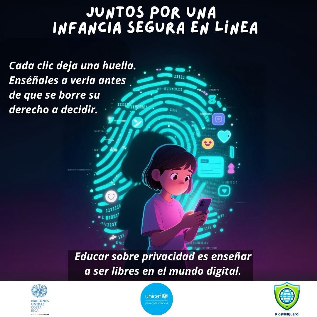 Como docente, eres guardián de la identidad digital de tus estudiantes.

La privacidad no se pierde de golpe, sino clic a clic.

Ayúdales a descubrir qué huellas dejan y cómo proteger su historia en línea.

<a href="/UNCOSTARICA/">Naciones Unidas Costa Rica</a> | <a href="/UNICEFCostaRica/">UNICEF Costa Rica</a> | <a href="/kidsnetguard/">Kidsnetguard</a> 

#PrivacidadDigital