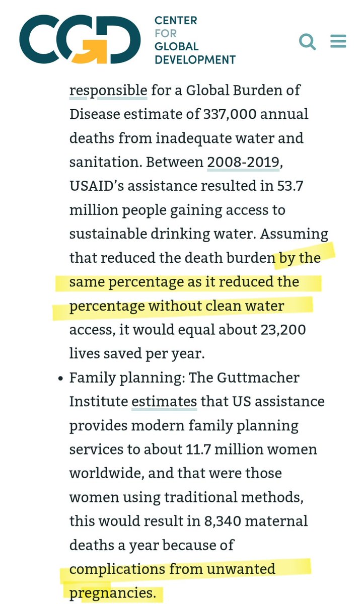 No one in another country should be depending on American aid in 2025. That's ridiculous. It's far too late to be depending on handouts from the US.

And the claimed death toll is false. The source is an unvalidated, unexamined blog post by Kenny and Sandefur at CGD – an