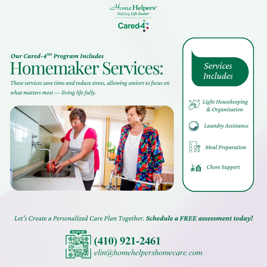 EdwardSiraya's tweet image. ✨A Helping Hand for a Happier Home
 Keeping up with daily tasks can be challenging for seniors — that’s where we come in!💚

💬 Schedule a FREE in-home assessment today!
📞 (410) 921-2461 
📧 elin@homehelpershomecare.com
🌐 homehelpershomecare.com/hanover-md

#HomeHelpersCares