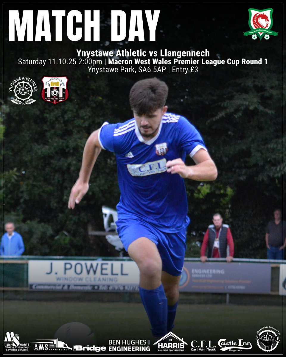 🏆 𝗠𝗮𝘁𝗰𝗵 𝗗𝗮𝘆!
We’re away to Ynystawe Athletic in Round 1 of the Macron WWPL Cup ⚽
📅 Sat 11 Oct | 🕑 2pm
📍 Ynystawe Park, SA6 5AP | 💷 £3

Let’s go, Llan! 🔴⚫