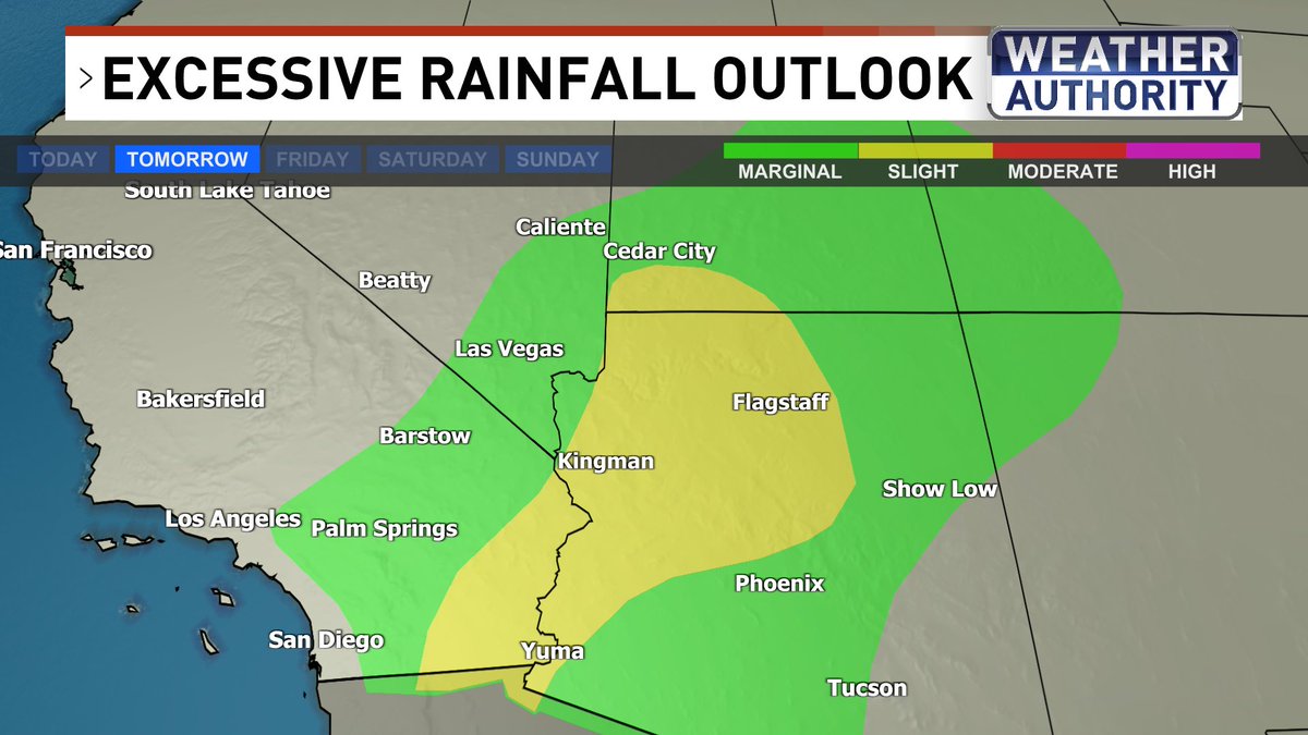 BillBellis's tweet image. Here&apos;s the latest thinking on rain &amp;amp; flooding potential for Thursday and Friday. Still looks like the heaviest rains will fall east of the lower Colorado River, but pockets of heavy rain will be possible in the Spring Mtns &amp;amp; Sheep Range. @News3LV @NWSVegas #WeatherAuthority #nvwx
